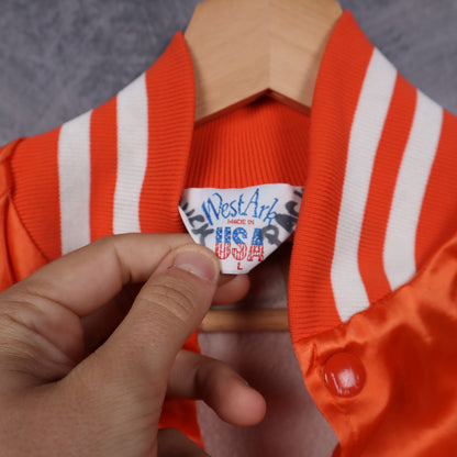 90s Orange Texas Longhorns Satin Bomber Jacket 5906