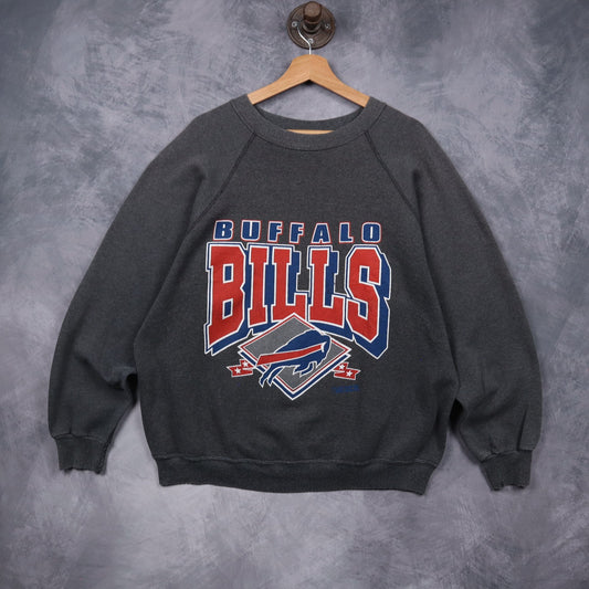 90s Dark Grey Buffalo Bills Crewneck Sweatshirt 6469