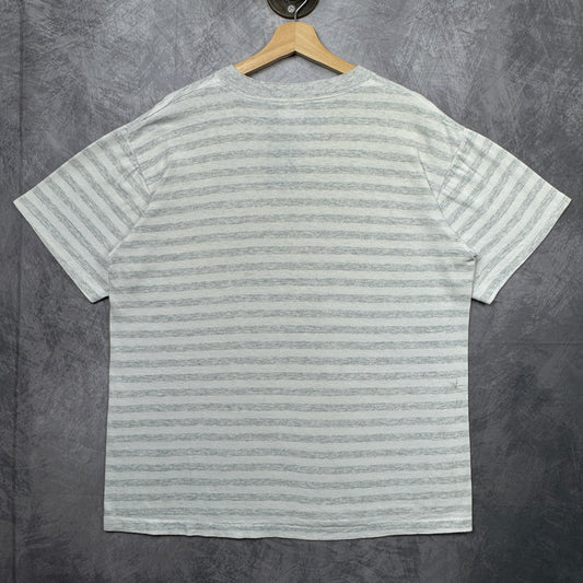 90s Grey and White Houston Oilers Striped Shirt 4227