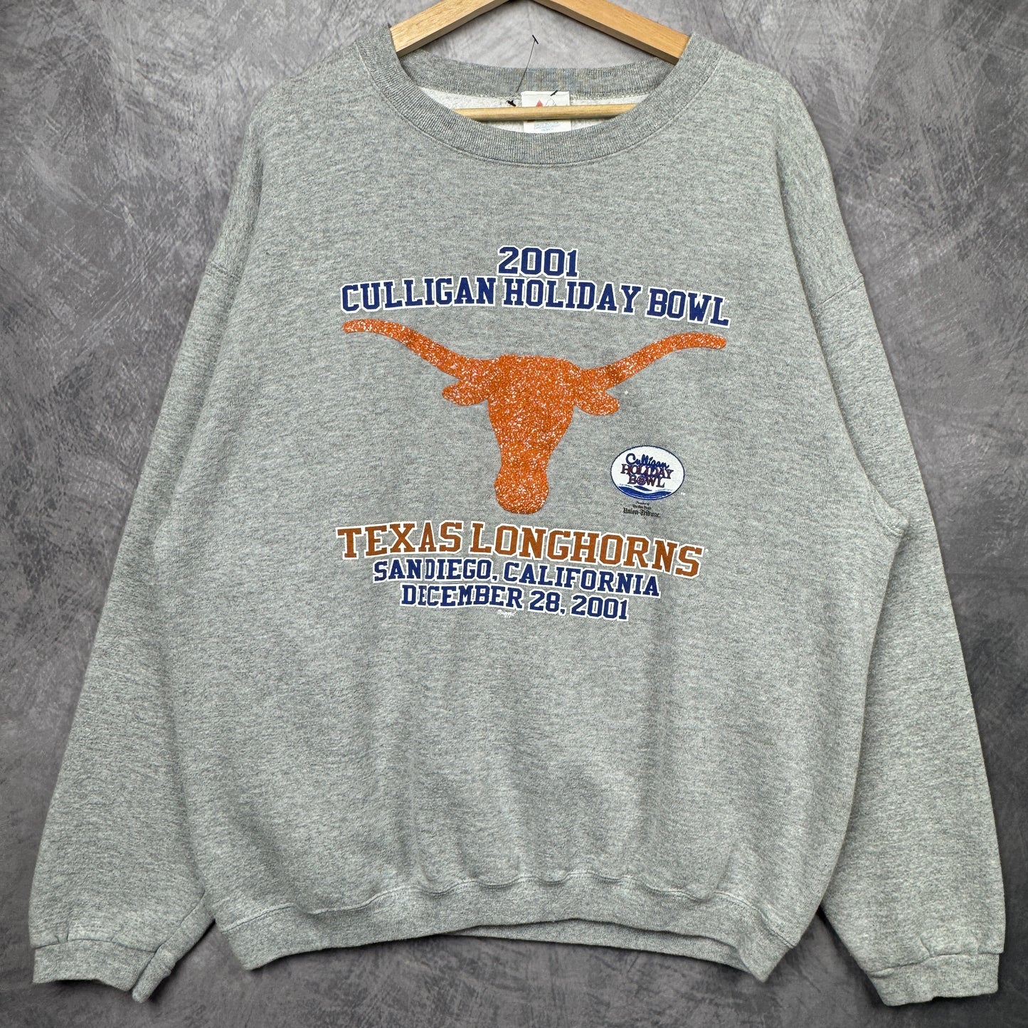 2001 Grey Cullingham Holiday Bowl Texas Longhorns Crewneck Sweatshirt 4367