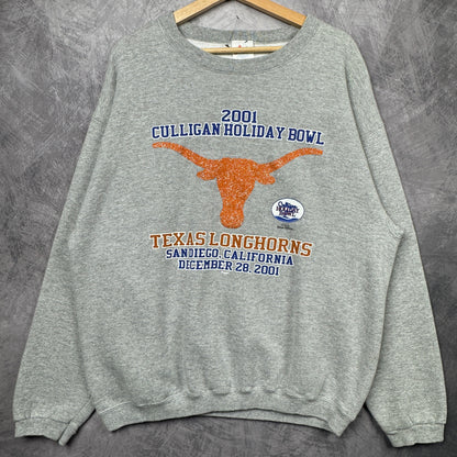 2001 Grey Cullingham Holiday Bowl Texas Longhorns Crewneck Sweatshirt 4367