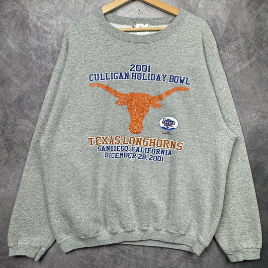 2001 Grey Cullingham Holiday Bowl Texas Longhorns Crewneck Sweatshirt 4367