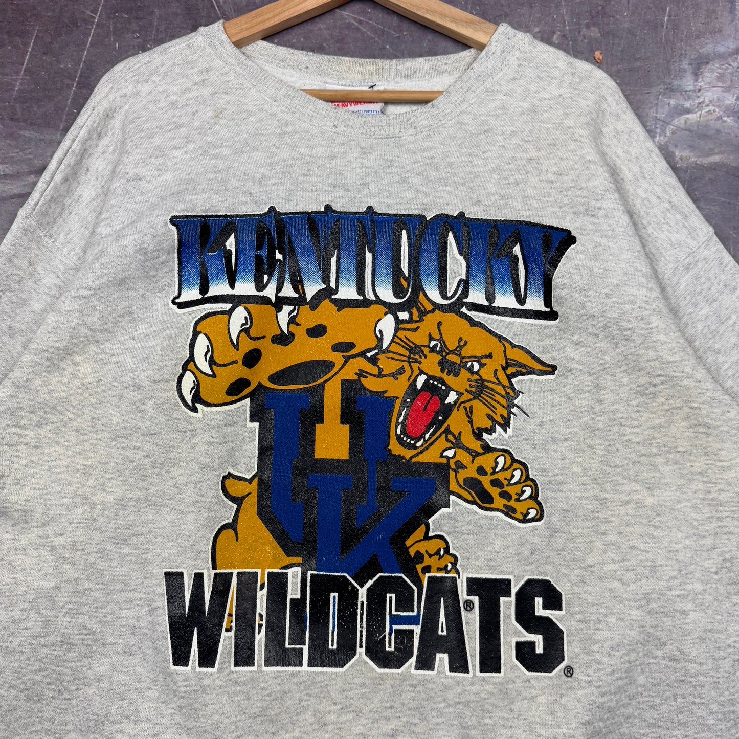 90s Light Gray Kentucky Wildcats Graphic Crewneck Sweatshirt XL 1181