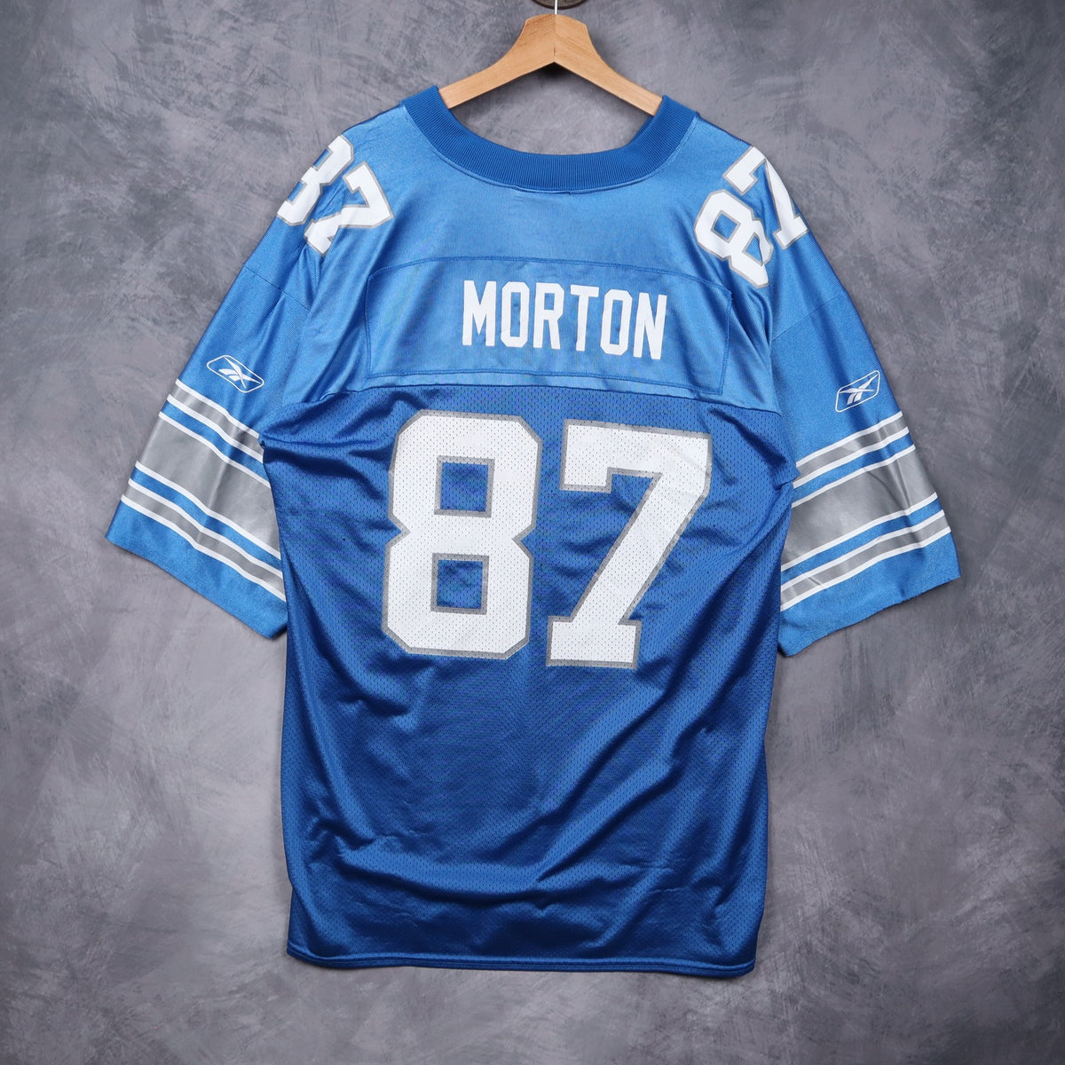 00s Blue Detroit Lions Morton #87 Reebok NFL Jersey 6580