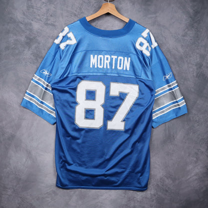 00s Blue Detroit Lions Morton #87 Reebok NFL Jersey 6580