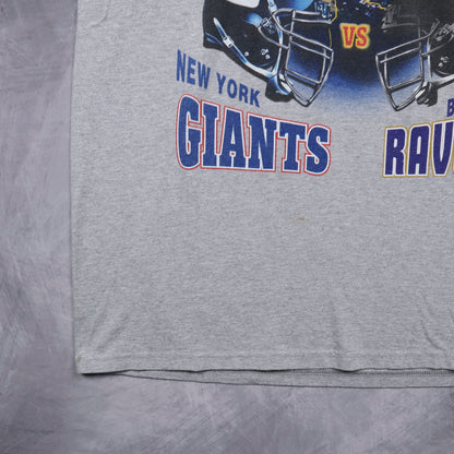 2001 Grey Super Bowl XXXV Tampa Showdown Giants vs Ravens Shirt 6727