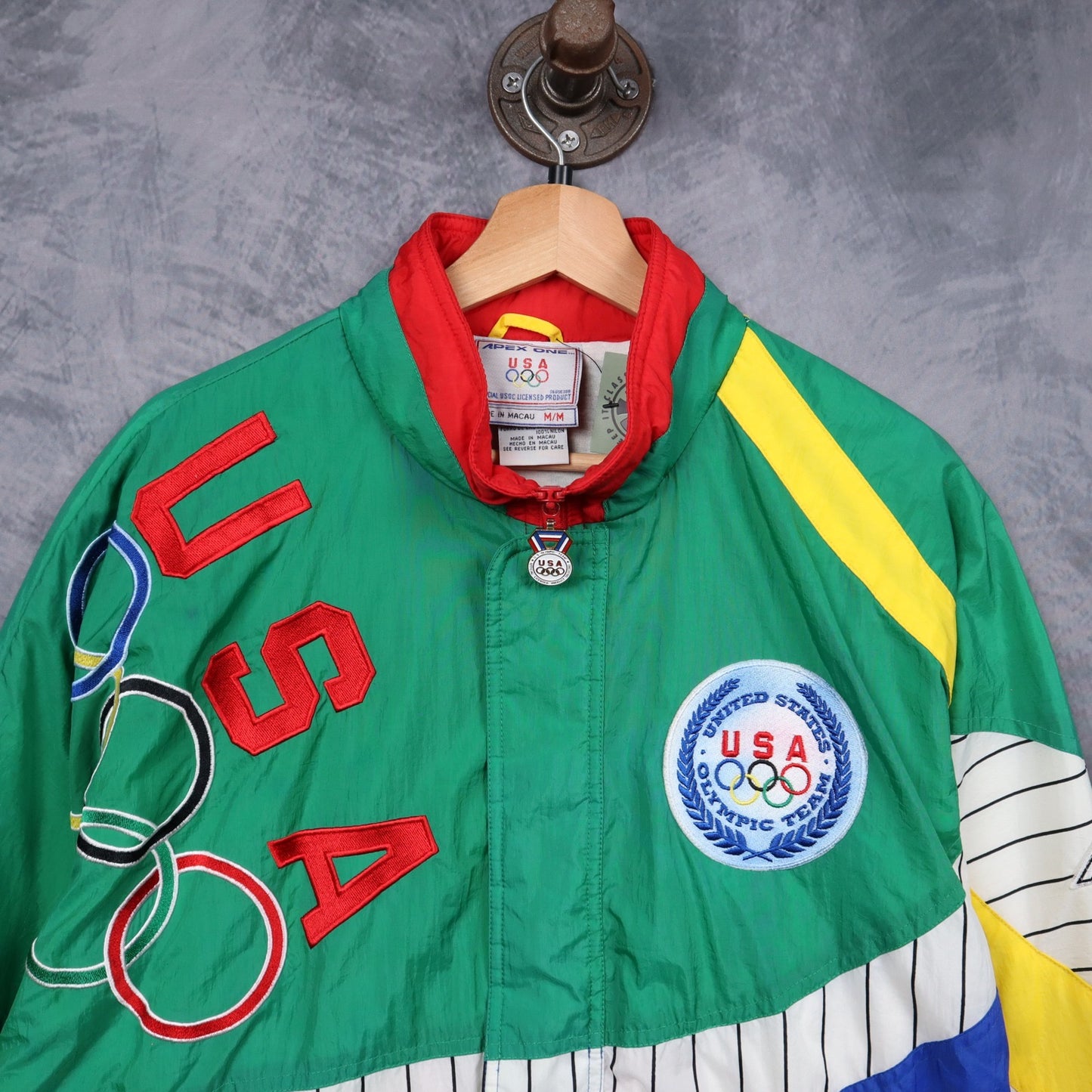 90s Multicolor USA Olympic Team Apex One Windbreaker Jacket 5070