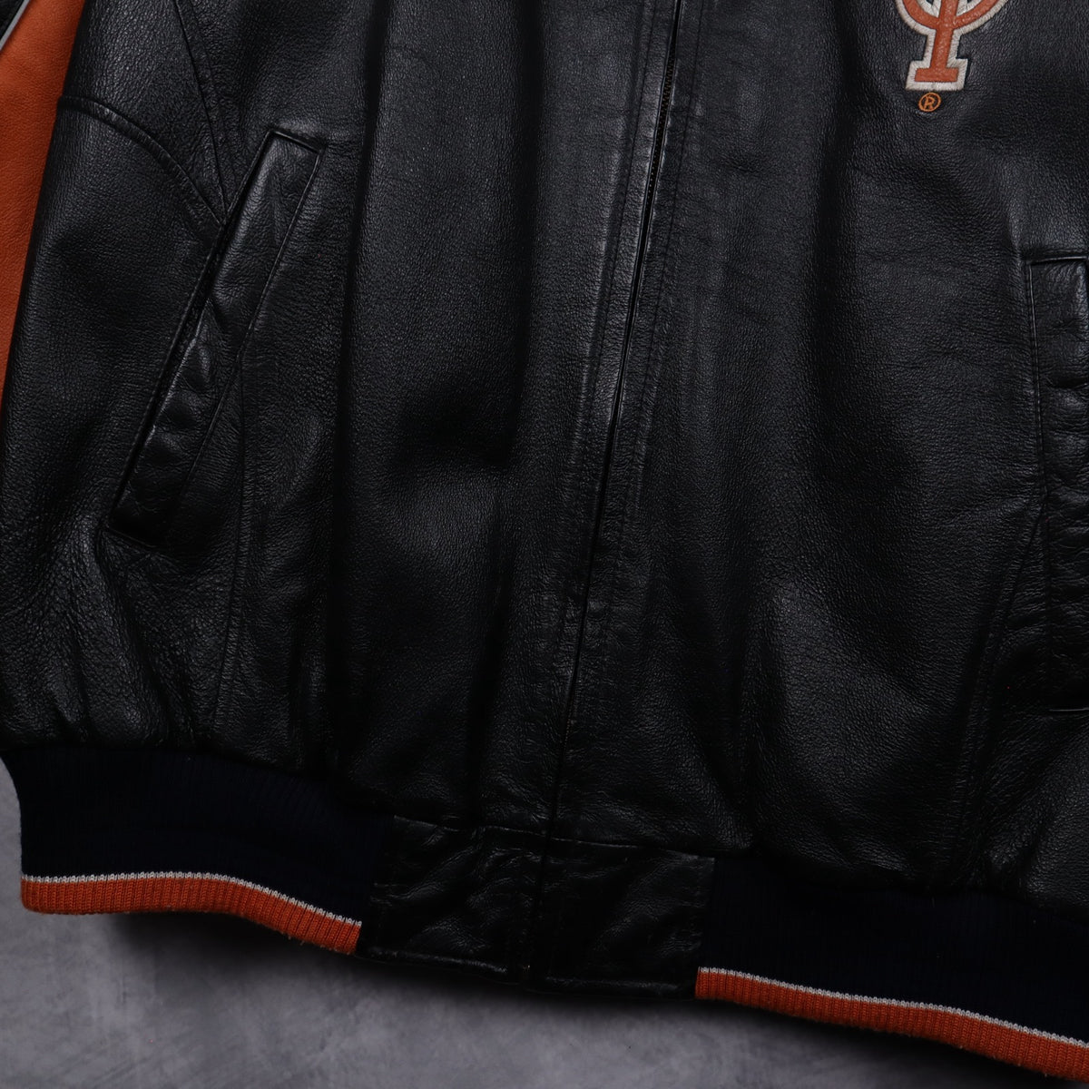 00s Black Texas Longhorns Leather Bomber Jacket 5933