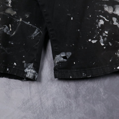 Y2K Black Paint Splattered Work Shorts 5212