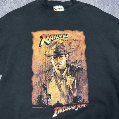 2004 Black Indiana Jones Radiers of the Lost Ark Movie Promo Poster Print Graphic Crewneck Sweasthirt M D31