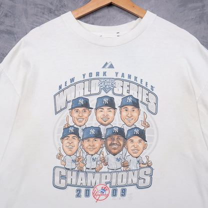 2009 White New York Yankees World Series Champions Caricature Shirt 5155