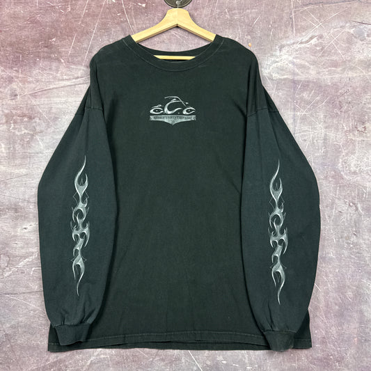 00s Black Orange County Choppers Flame Sleeve Shirt 3045