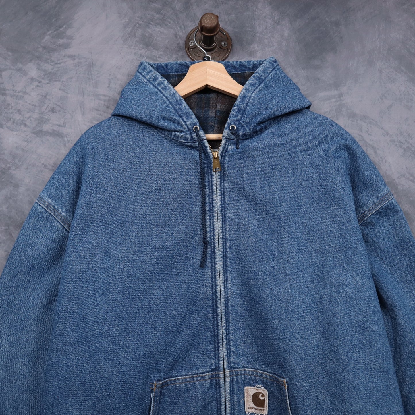 90s Denim Carhartt Flannel Lined Hooded Active Jacket 4798