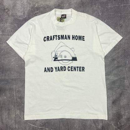 90s White "Craftsman Home And Yard Center" Saw Graphic Shirt L AM96