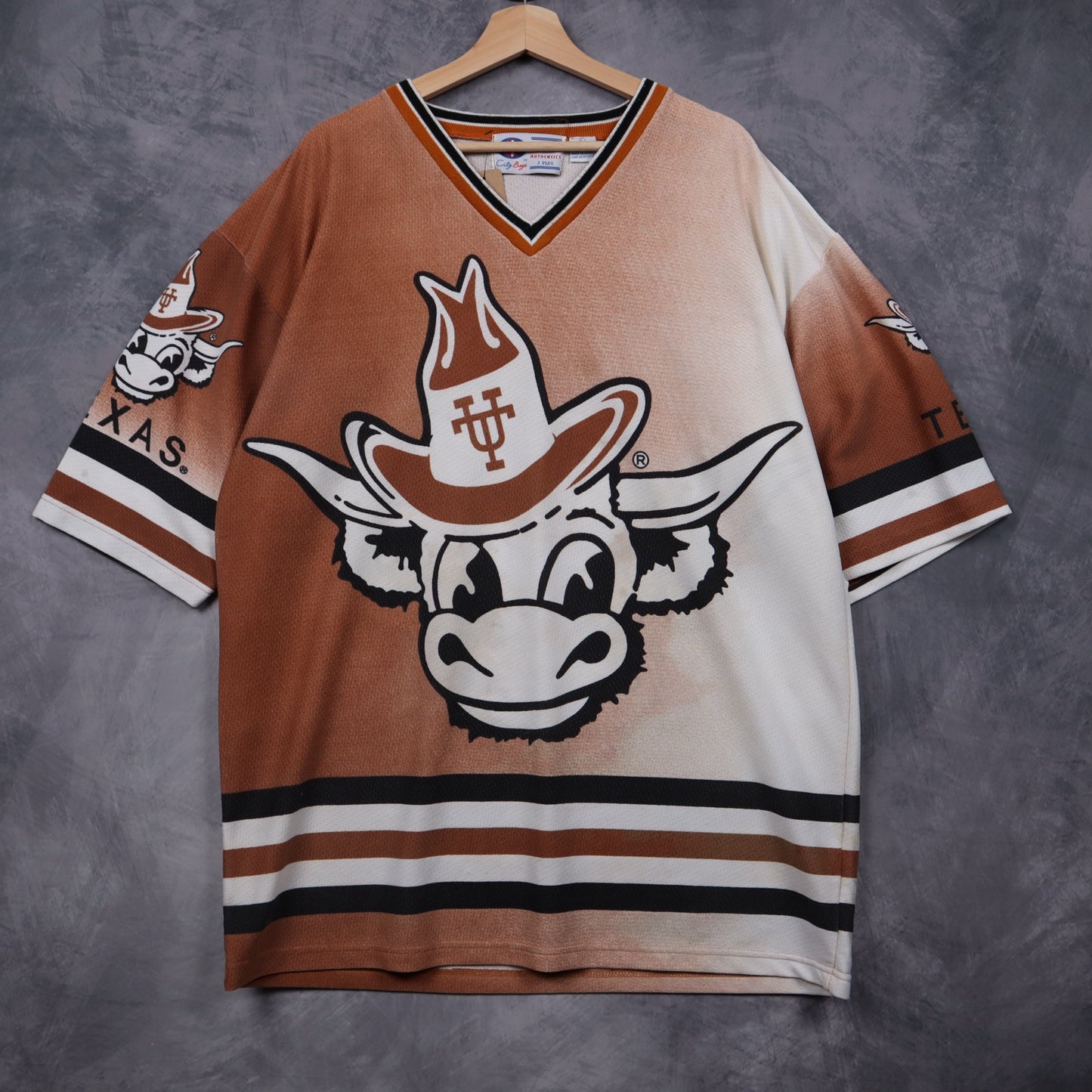 90s Orange Texas Longhorns All Over Print Jersey 5884
