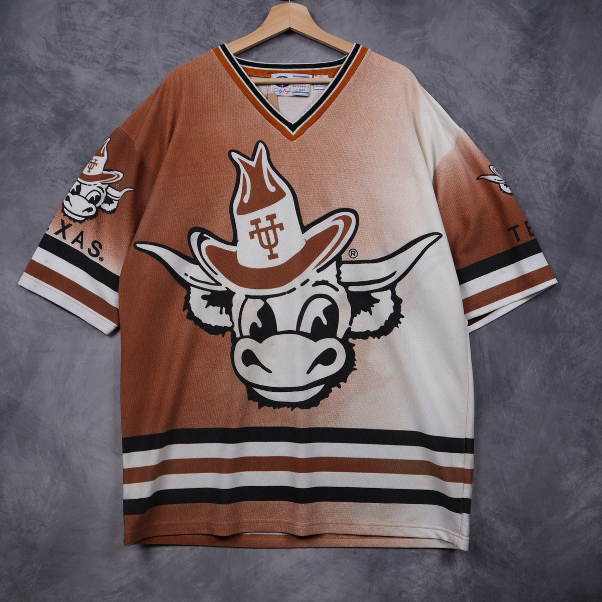 90s Orange Texas Longhorns All Over Print Jersey 5884