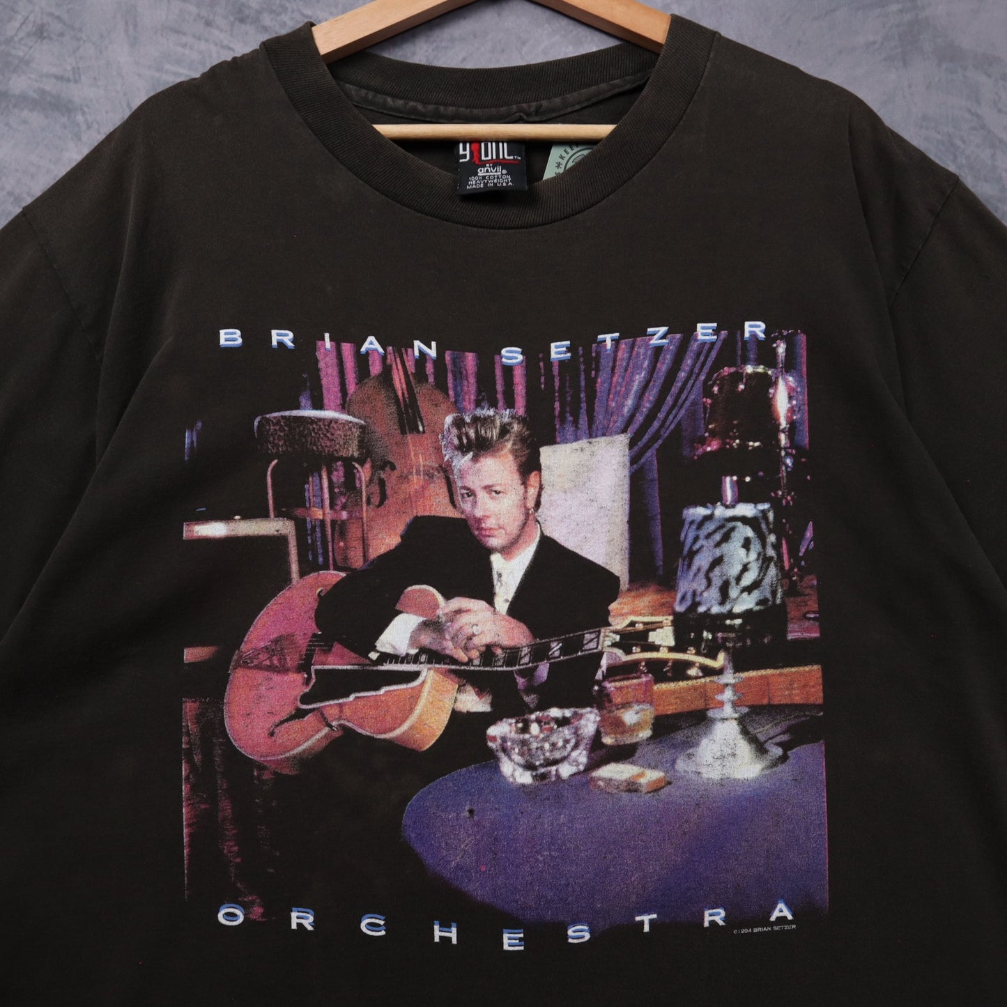 1994 Black Brian Setzer Orchestra Don't Mess With A Big Band Tour Shirt 5380