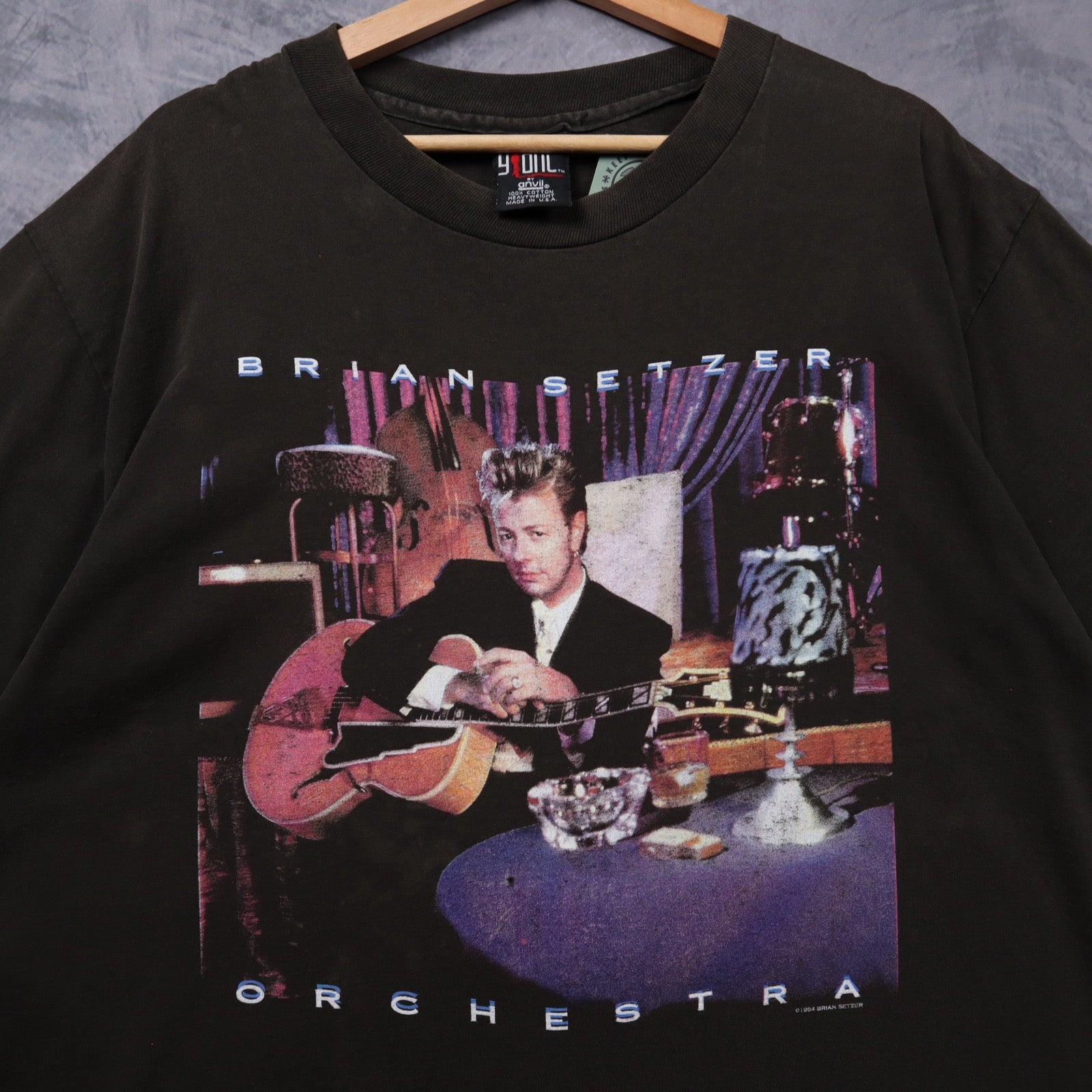 1994 Black Brian Setzer Orchestra Don't Mess With A Big Band Tour Shirt 5380