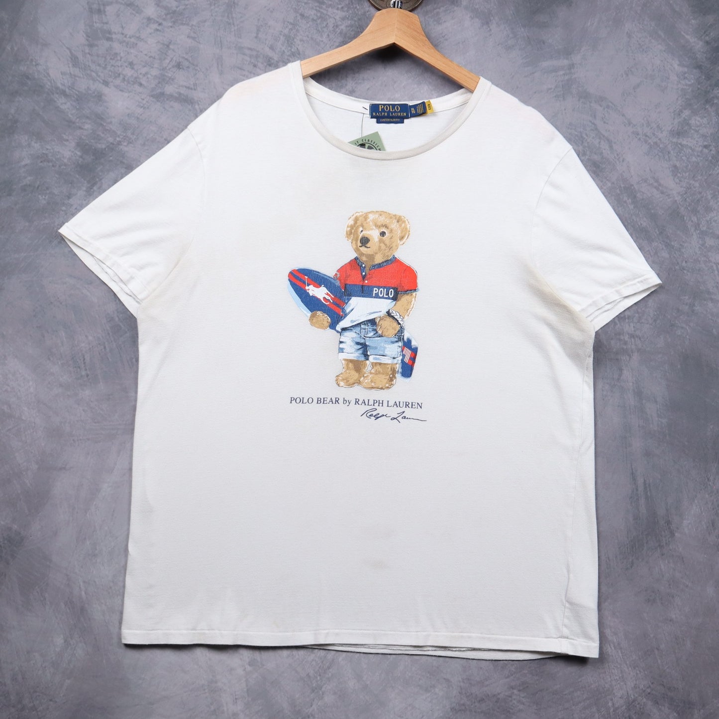 00s White Polo Ralph Lauren Surf Bear Shirt 5544