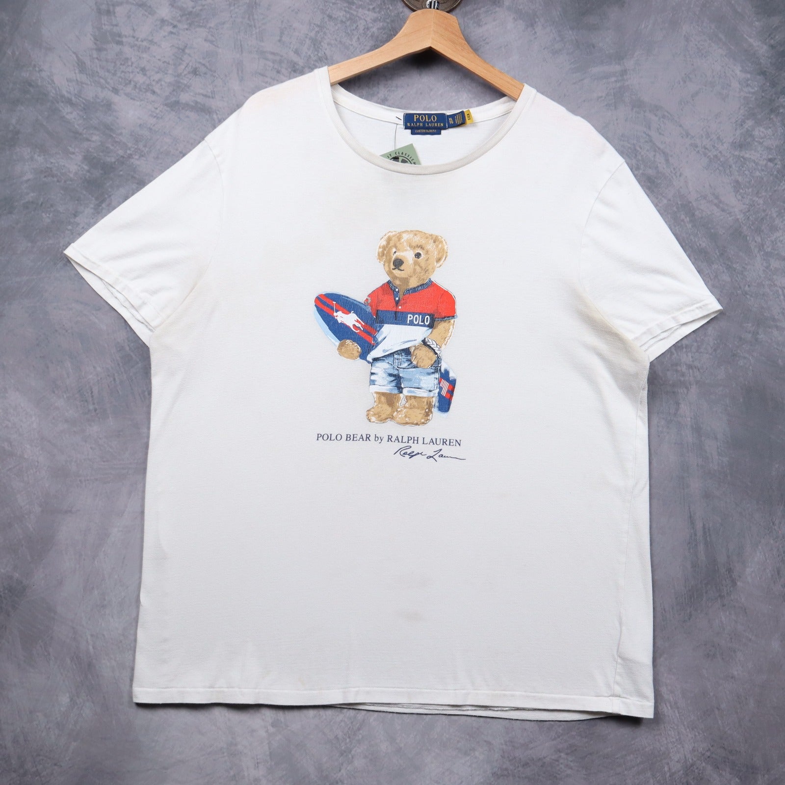00s White Polo Ralph Lauren Surf Bear Shirt 5544