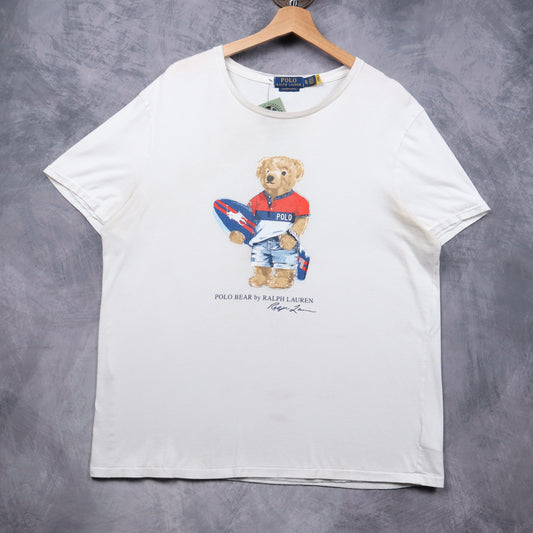 00s White Polo Ralph Lauren Surf Bear Shirt 5544
