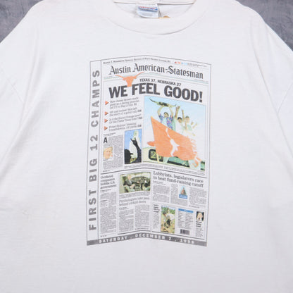 1996 White Texas Longhorns First Big 12 Champs Newspaper Shirt 5742