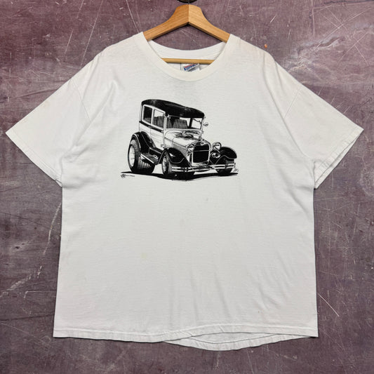 90s White Hot Rod Shirt 3662