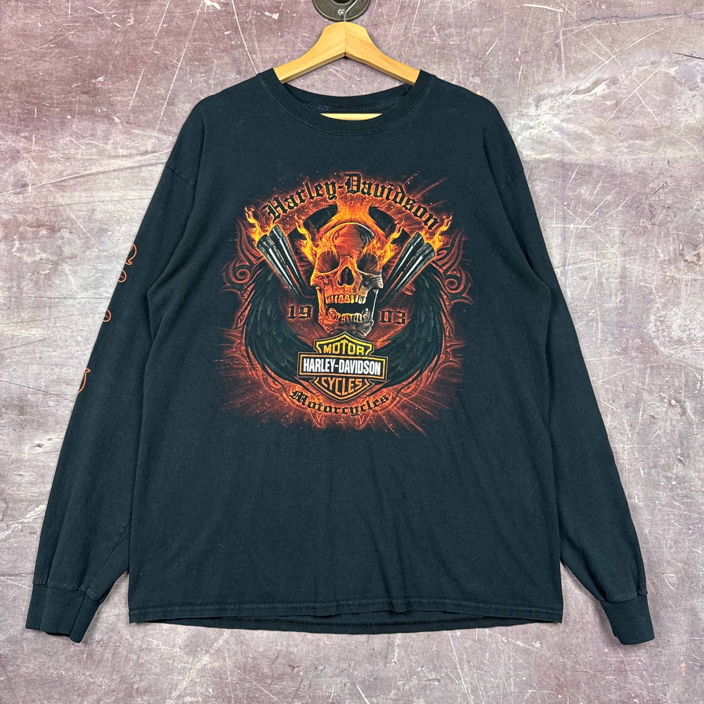 00s Black Harley Davidson Long Sleeve Shirt 3170