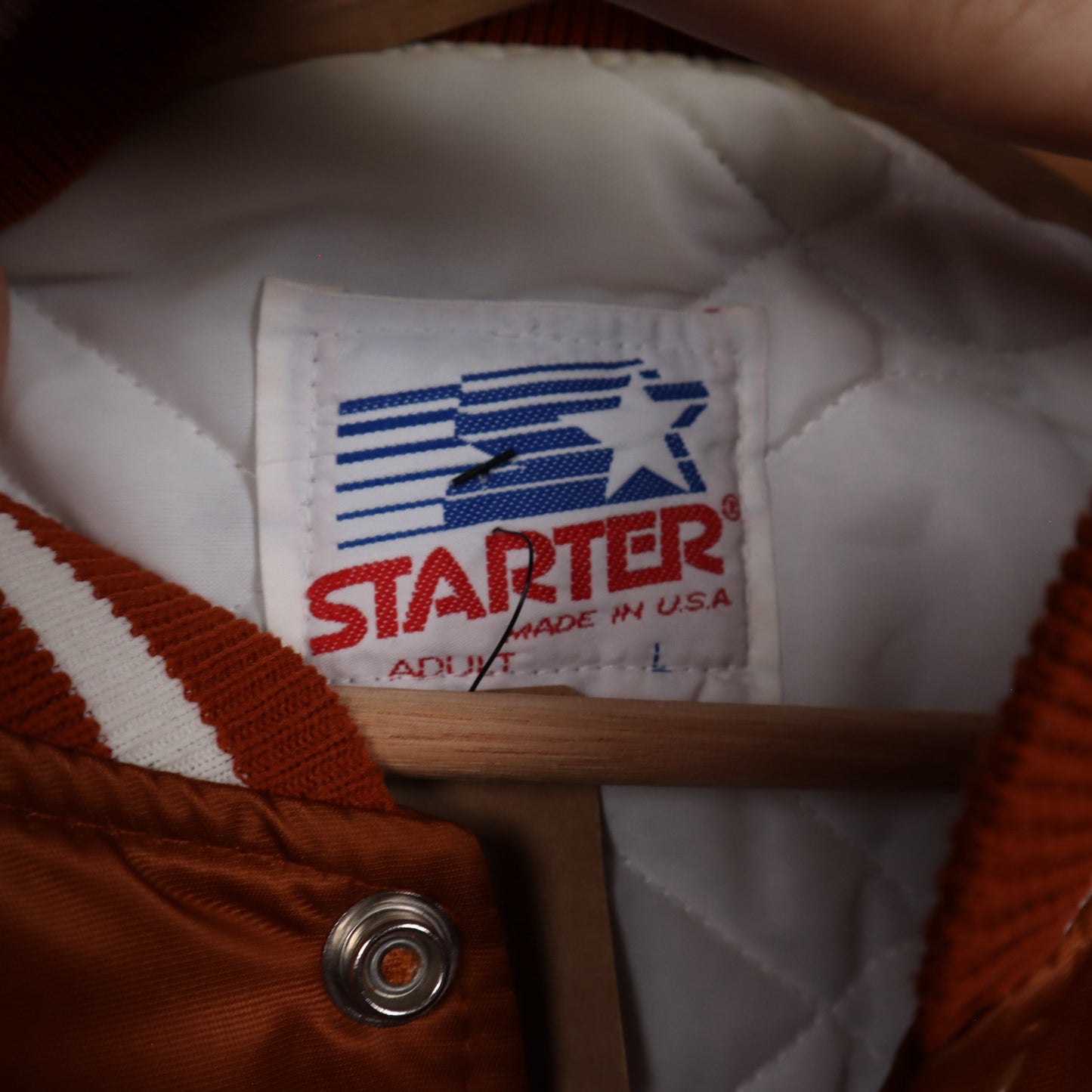 90s Burnt Orange Texas Longhorns Starter Satin Bomber Jacket 5907