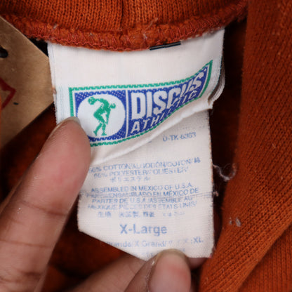 90s Burnt Orange Texas Discus Athletic Hoodie 5655