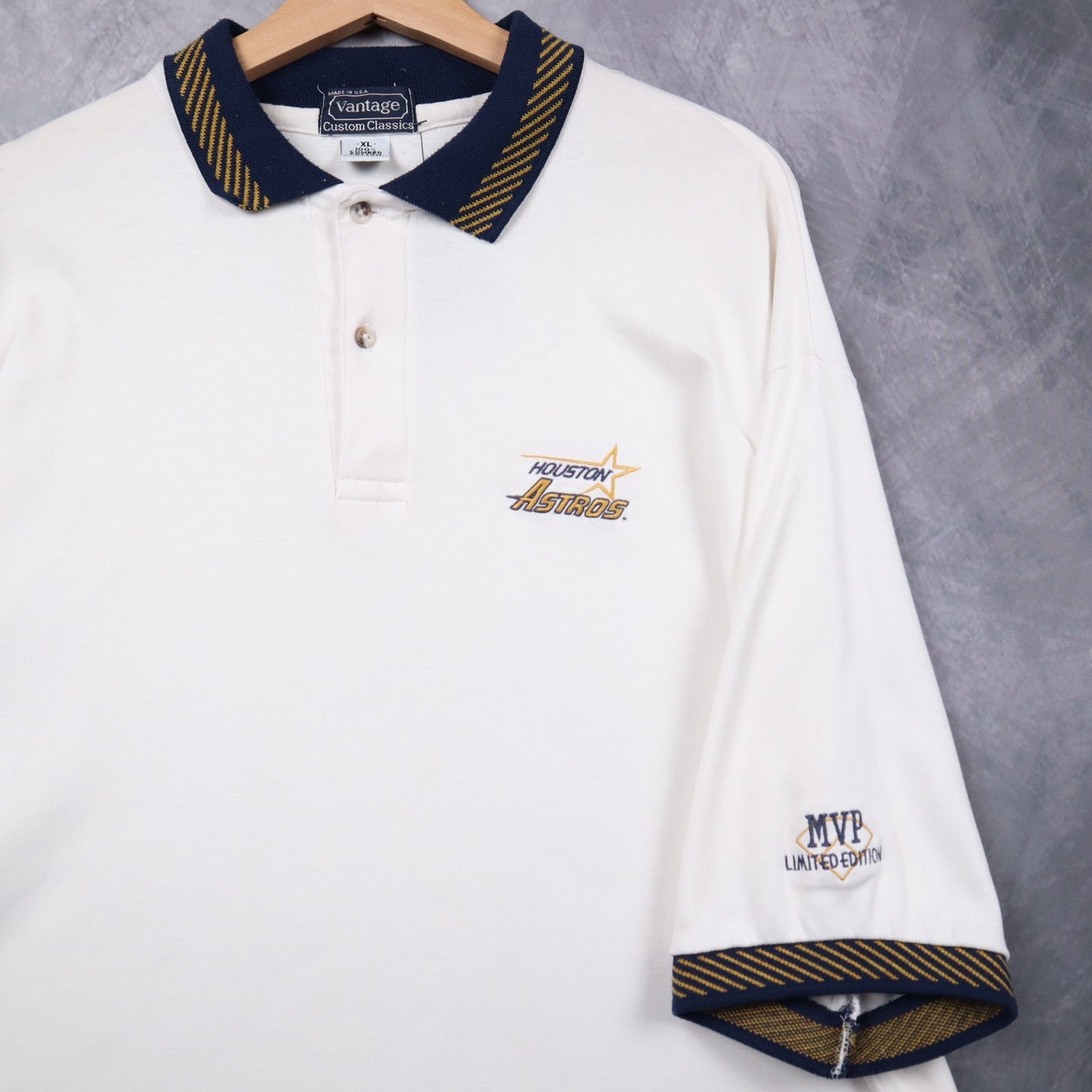 90s White Houston Astros MVP Limited Edition Polo Shirt 4689