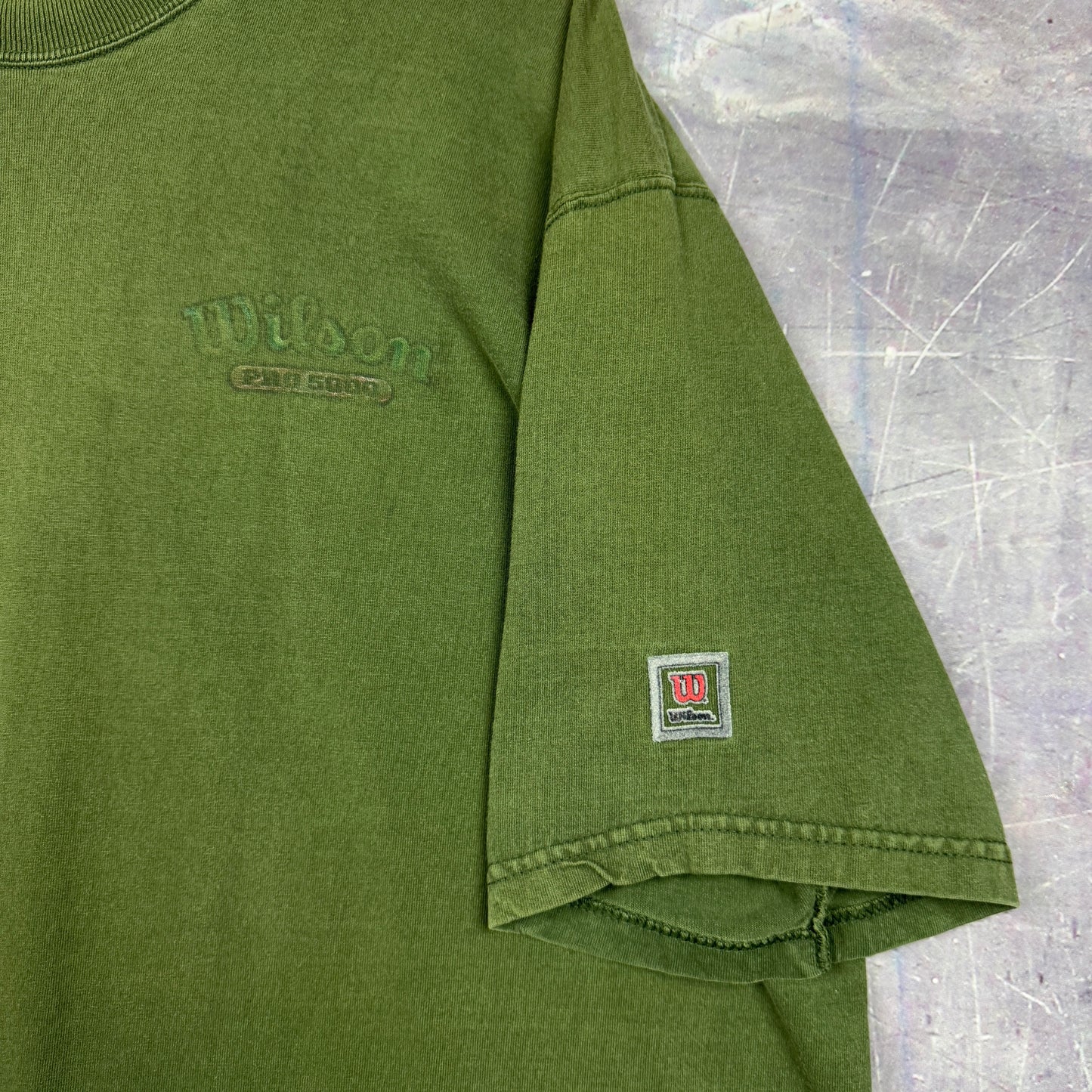 Early 00s Green Wilson Pro 5000 Essential Logo Shirt XL 0989