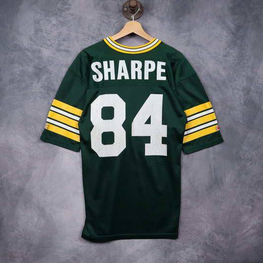 90s Green Green Bay Packers Sharpe #84 Champion Jersey 6671