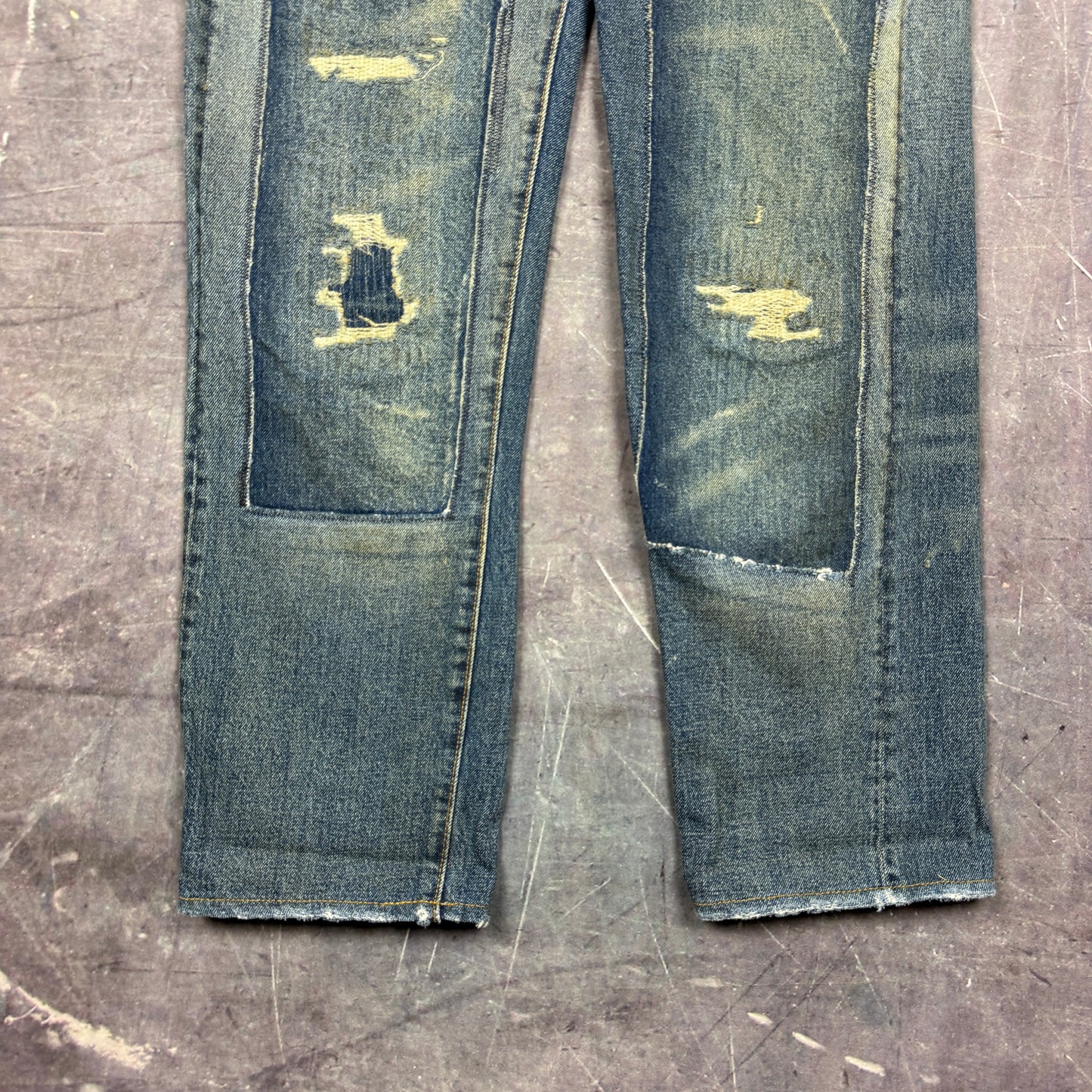 Early 00s Dark Wash Repaired Patwork Redline Selvedge LCV Levi's 501Z XX Denim Jeans 30x30 0811