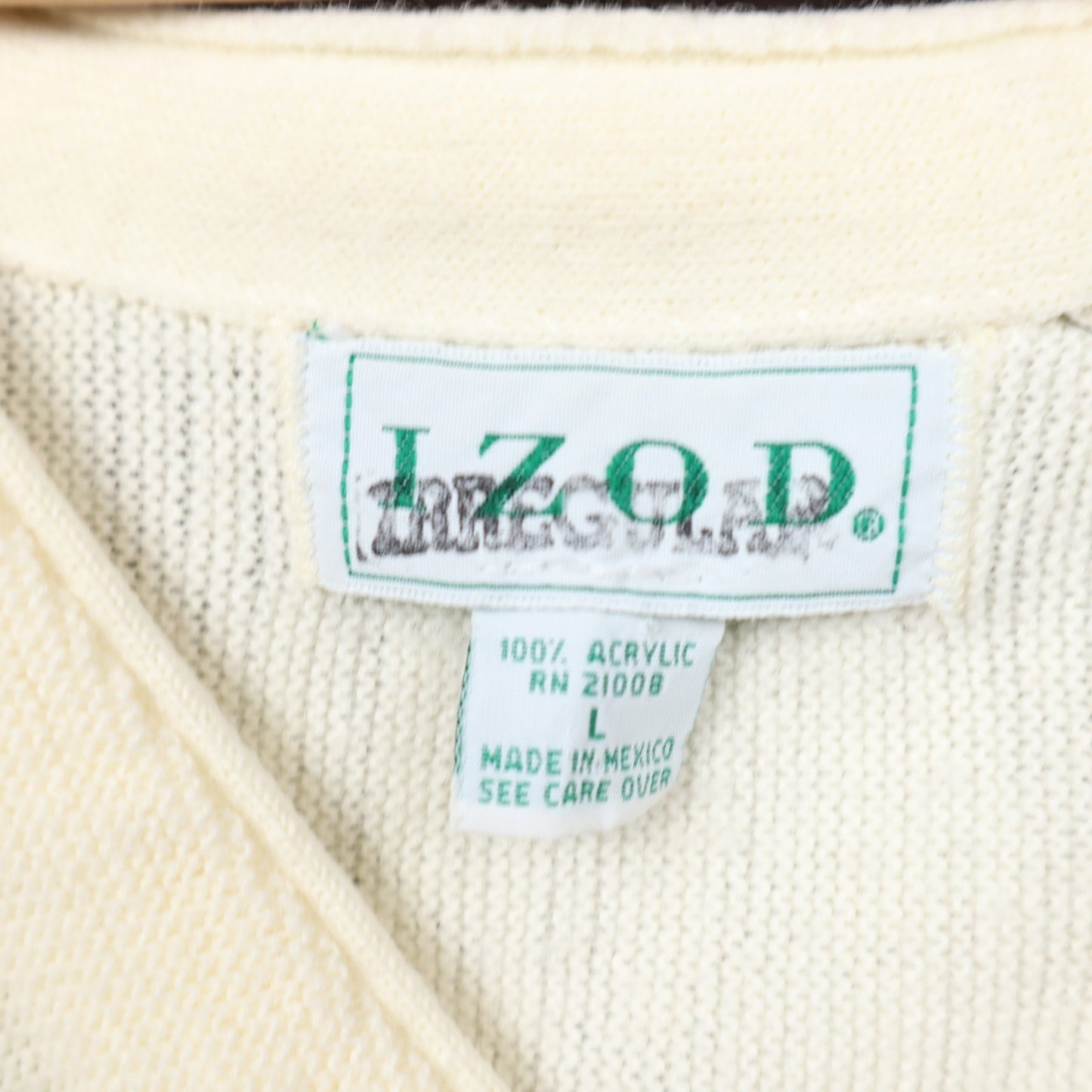 90s Cream Izod Crest Knit Cardigan 4821