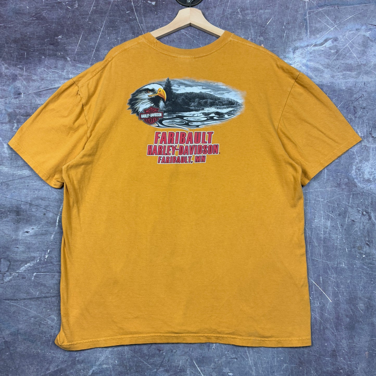 00s Yellow Minnesota Harley Davidson Motorcycle Graphic Shirt XL 0956