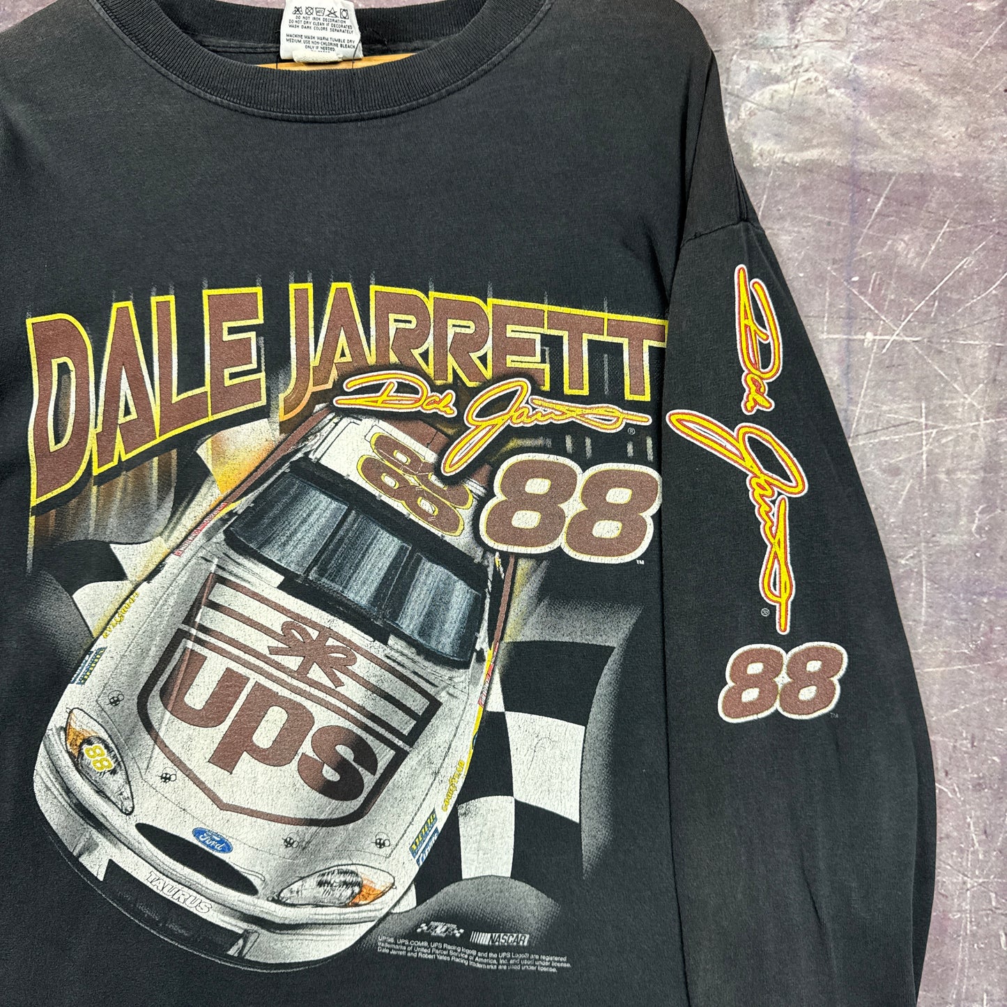 90s Black Dale Jarrett Nascar Longsleeve Shirt 3387