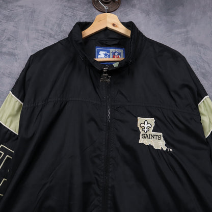 90s Black New Orleans Saints Starter Windbreaker 6526