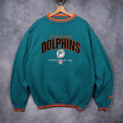 90s Teal Miami Dolphins Embroidered Crewneck Sweatshirt 6474