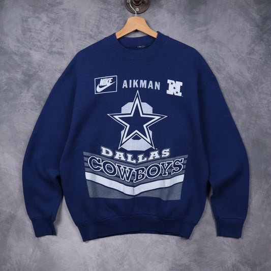 90s Navy Blue Dallas Cowboys Aikman Crewneck Sweatshirt 6588