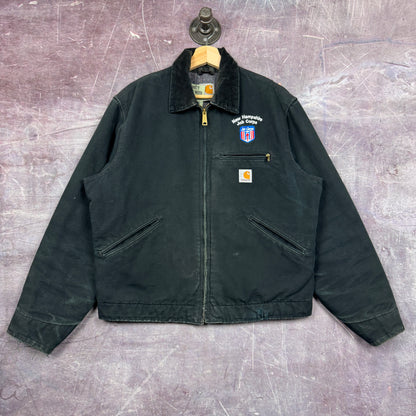 90s Black Carhartt Security Embroidered Detroit Work Jacket M 2378