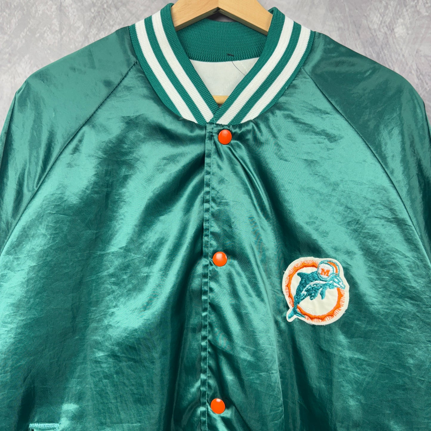 80s Teal Miami Dolphins Chalk Line Satin Jacket 4060