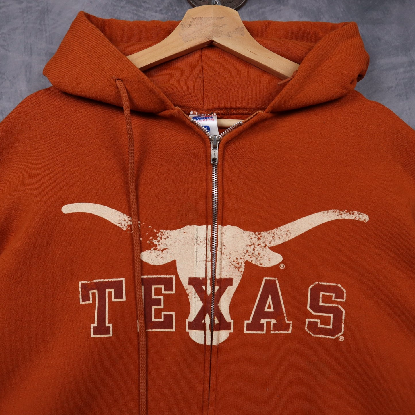 00s Burnt Orange Texas Longhorns Russell Athletic Zip Up Hoodie 5638