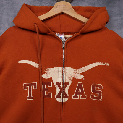 00s Burnt Orange Texas Longhorns Russell Athletic Zip Up Hoodie 5638