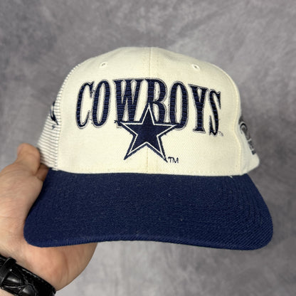 90s White Dallas Cowboys Sports Specialties Laser Snapback Hat 6858