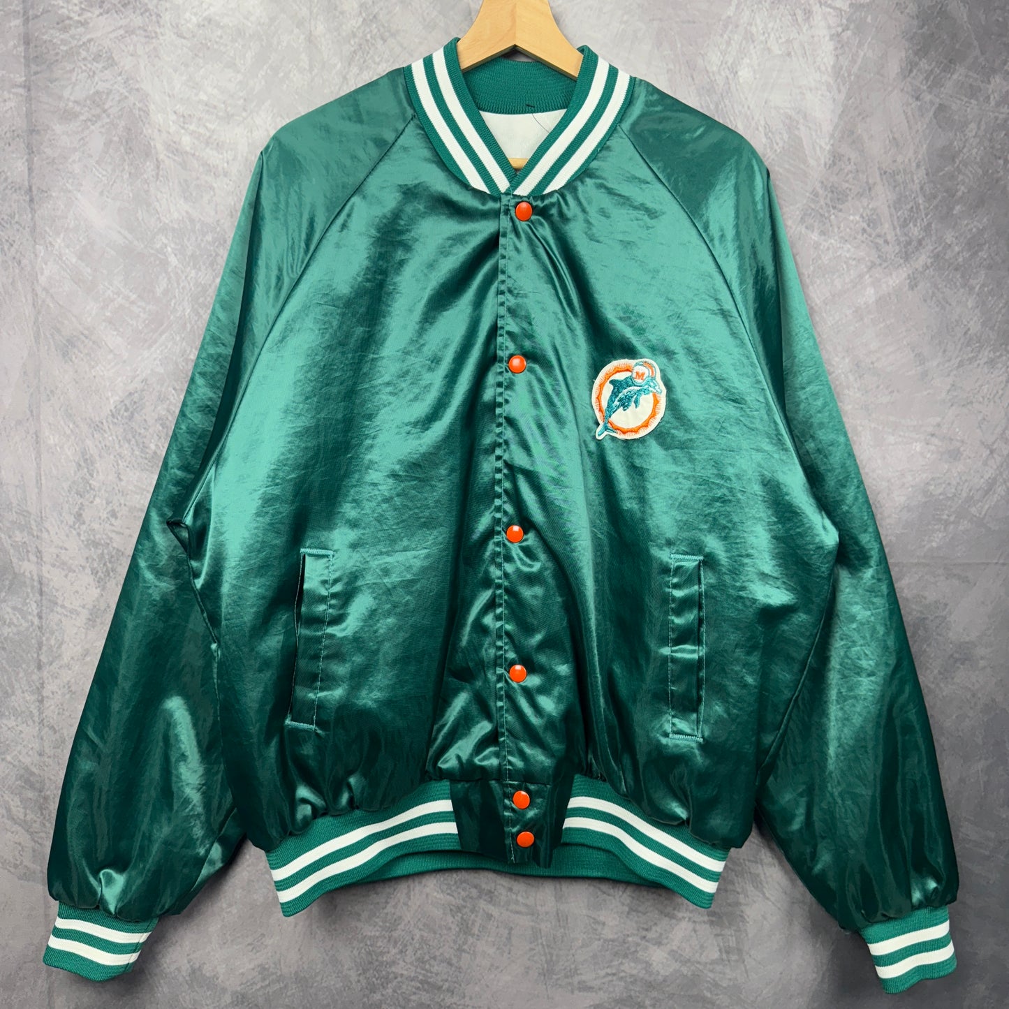 80s Teal Miami Dolphins Chalk Line Satin Jacket 4060