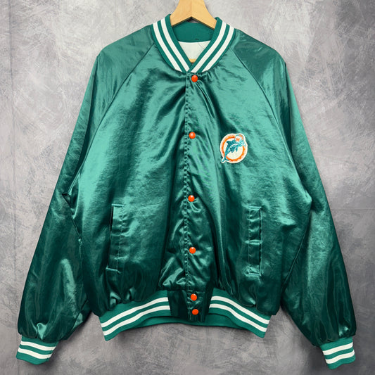 80s Teal Miami Dolphins Chalk Line Satin Jacket 4060