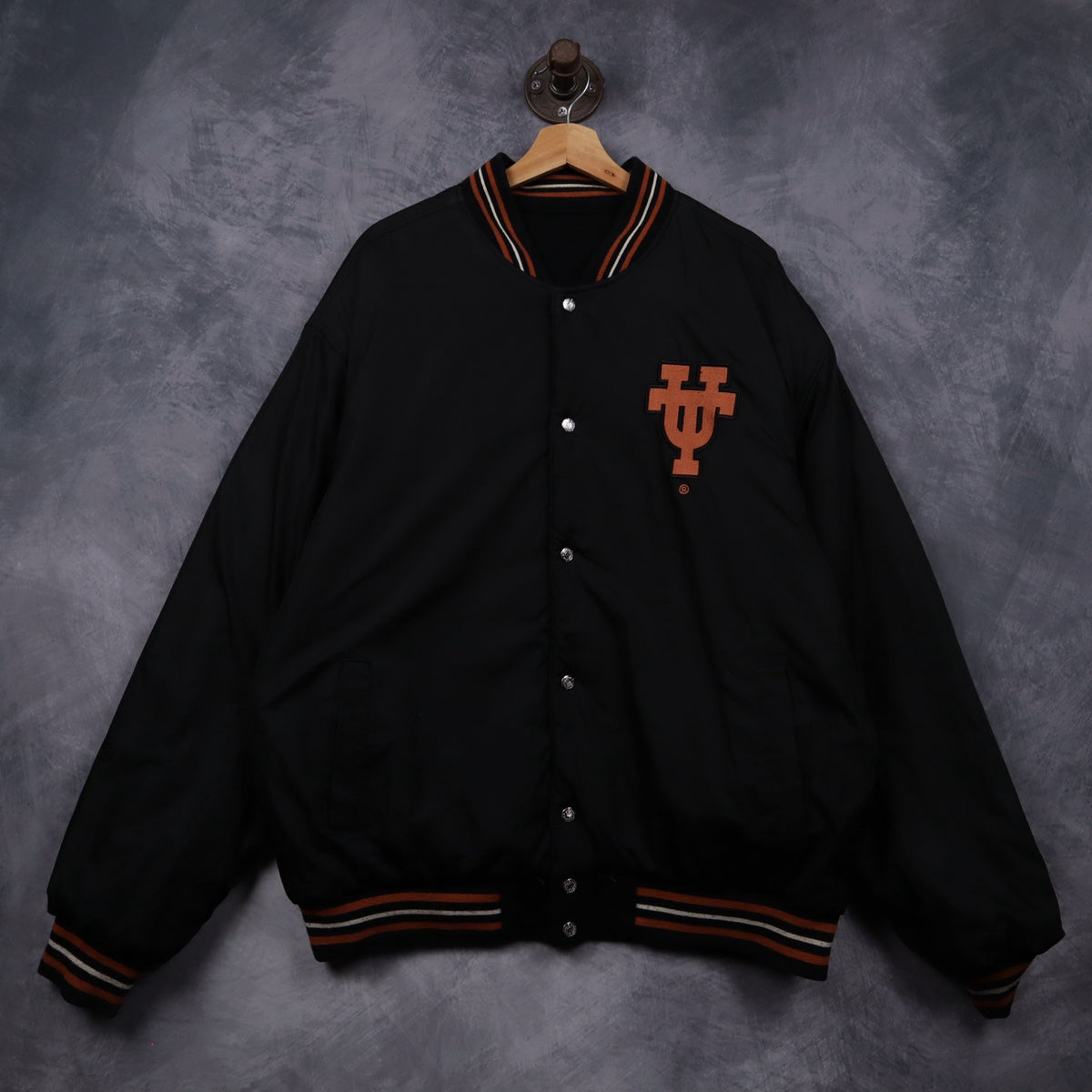 90s Black Texas Longhorns Varsity Jacket 5934