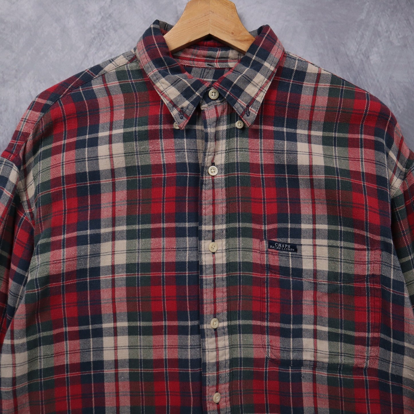 90s Red Chaps Ralph Lauren Plaid Flannel Shirt 4703