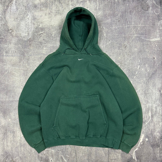90s Forest Green Nike Center Swoosh Hoodie M C58